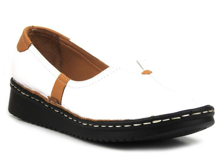 Półbuty damskie skórzane - Artiker 50C0341, białe
