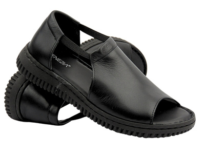 Skórzane sandały damskie czarne Venezia L026LEBLOBS093