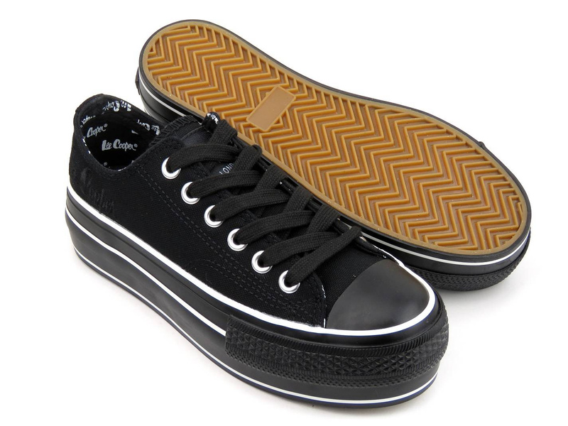 Trampki damskie na platformie - LEE COOPER 22-31-0843L, czarne