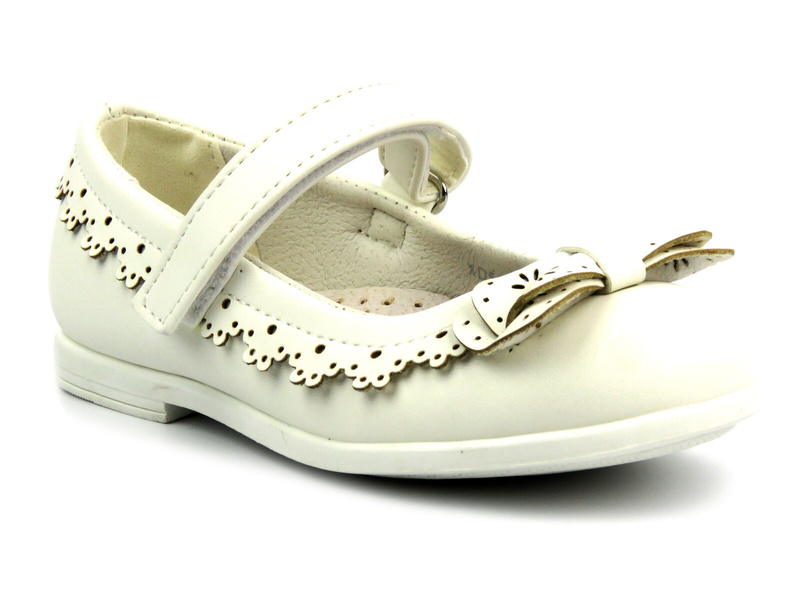 Balerinki dziecięce z zapięciem - AMERICAN XD50/22, białe