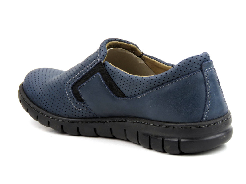 Wygodne półbuty damskie slip on - Helios Komfort 329, granatowe