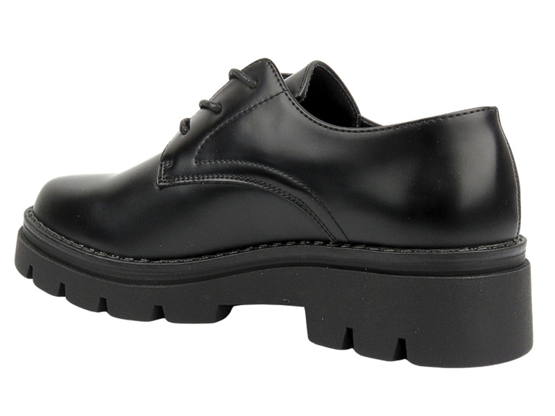 Skórzane półbuty damskie sznurowane - Inblu IC-32, czarne