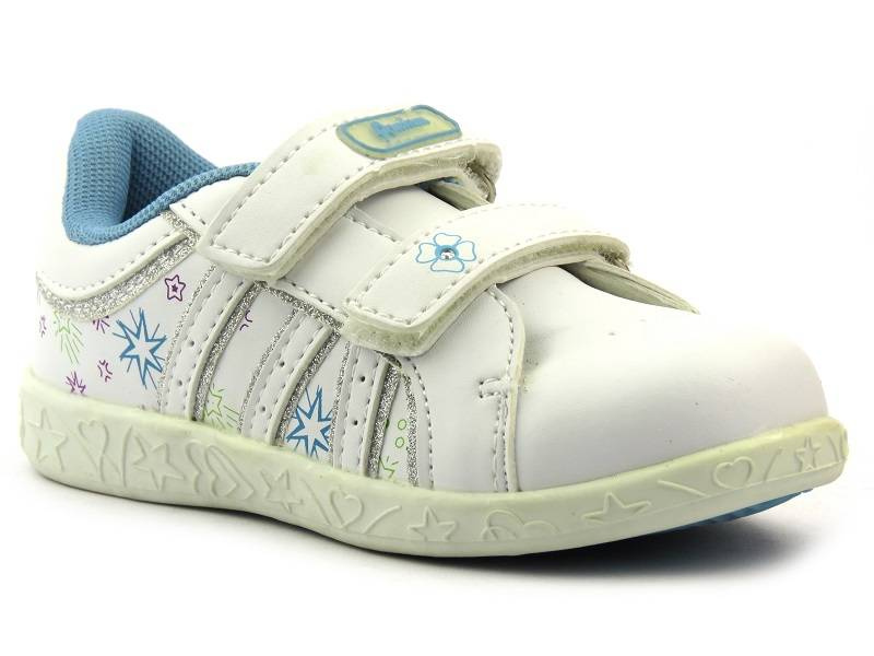 Adidasy dziecięce dziewczęce AMERICAN CLUB A29056, białoniebieskie