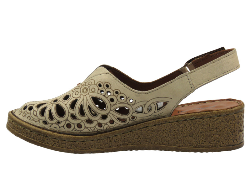 Wygodne sandały damskie z zakrytymi palcami - COMFORTABEL 720040-08, beżowe