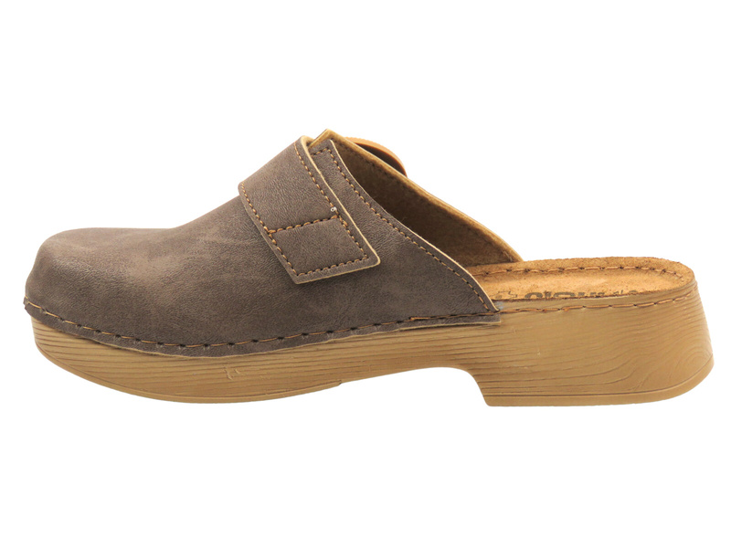 Klapki damskie, chodaki na delikatnym obcasie - INBLU TF-01, brązowe