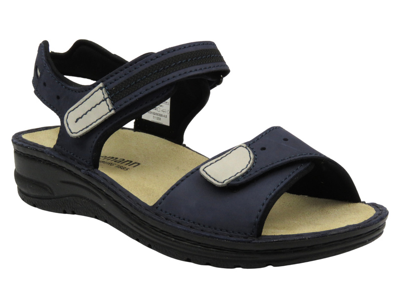 Sandały damskie na rzepy - Berkemann Leni 03102-320, granatowe