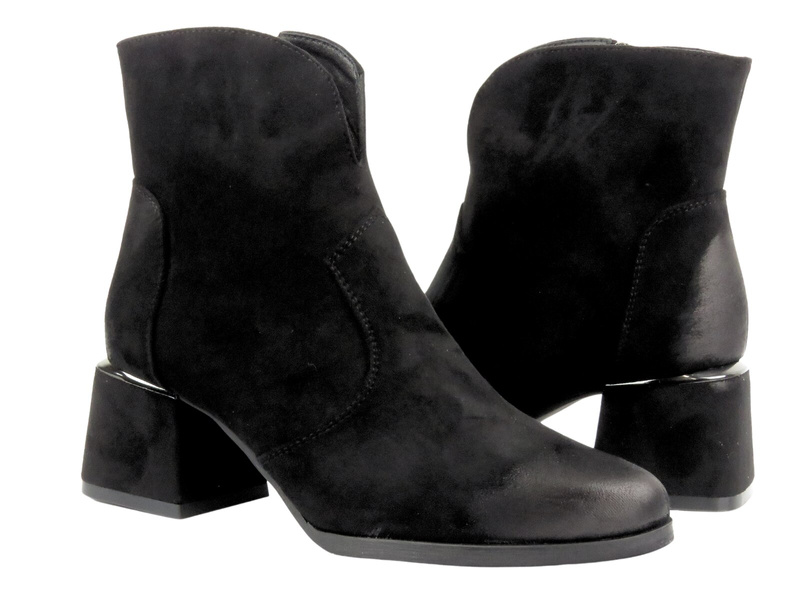 Ażurowe botki na delikatnym obcasie - Potocki 24-12422,czarne