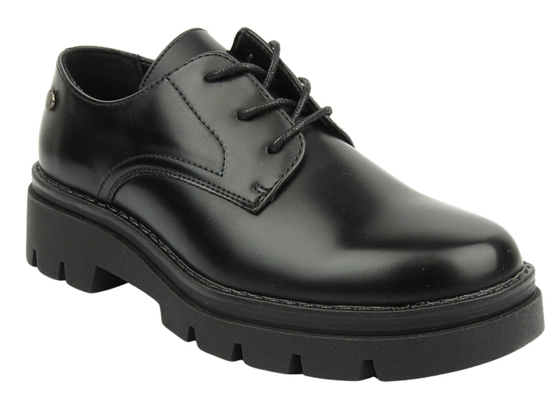 Skórzane półbuty damskie sznurowane - Inblu IC-32, czarne