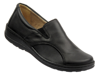 Skórzane półbuty damskie wsuwane na haluksy czarne Helios Komfort 453