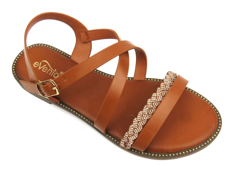 Sandały damskie na płaskiej podeszwie - Evento 24SD97-7301, brązowe