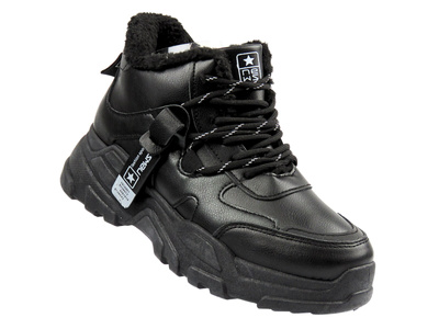 Stylowe sneakersy damskie ocieplane News 21BT26-4356, czarne