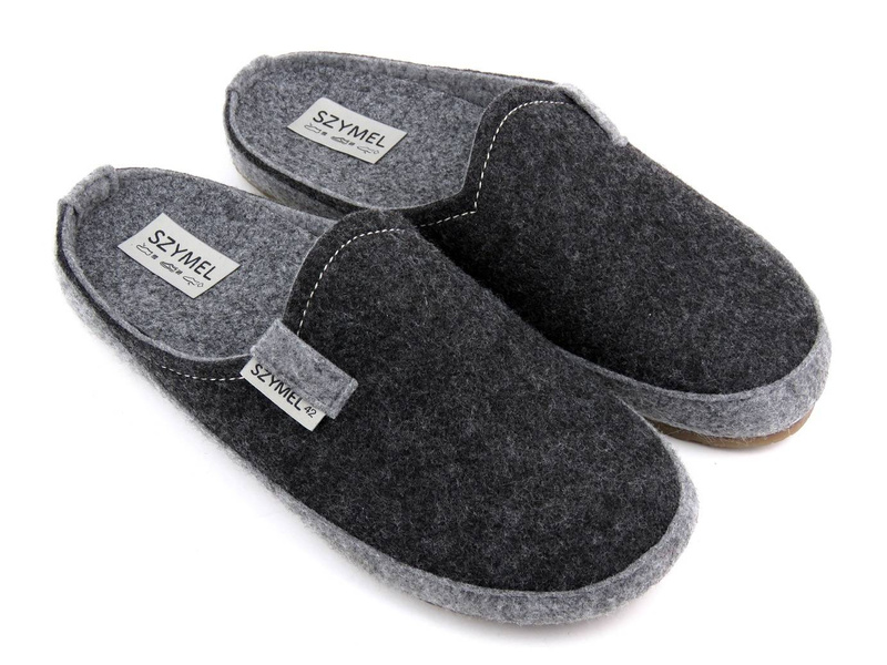 Filcowe kapcie męskie na jesień i zimę - SZYMEL 7500, grafitowe