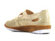 Wygodne półbuty damskie z ażurową cholewką - AXEL Active 1910, beżowo-złote