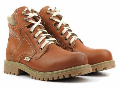 Skórzane trapery, śniegowce damskie ocieplone wełną - HELIOS Komfort 616-2, brązowe