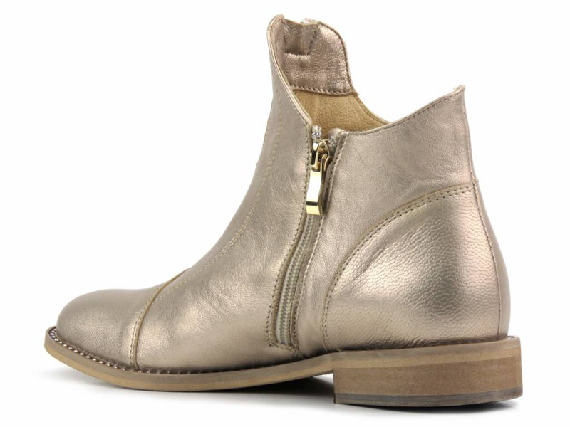 Skórzane botki damskie wiosenne - Eksbut 6607, złote