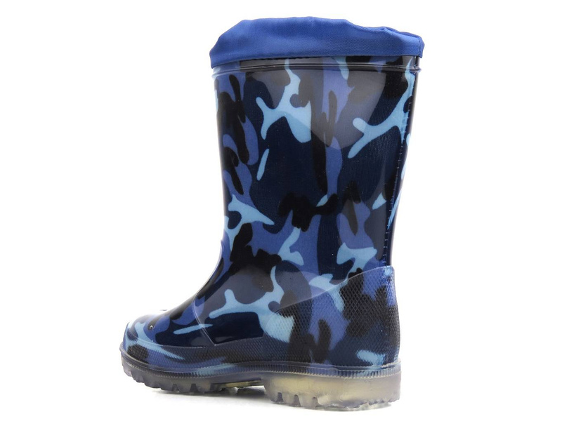 Wysokie kalosze dziecięce moro - WOJTYŁKO 4321G, granatowe