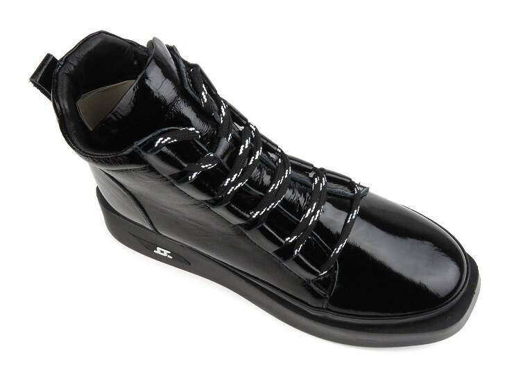 Skórzane botki damskie na platformie- Artiker 53C0886, czarne