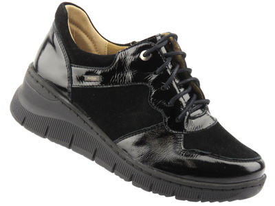 Wygodne sneakersy damskie ze skóry naturalnej Helios Komfort 347-2S, czarny 3 - tęgość H+
