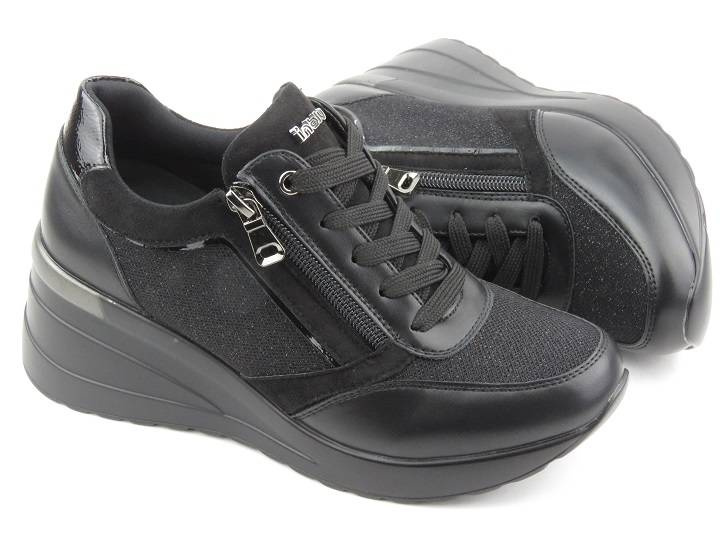 Adidasy damskie na koturnie - INBLU IN001298, czarne