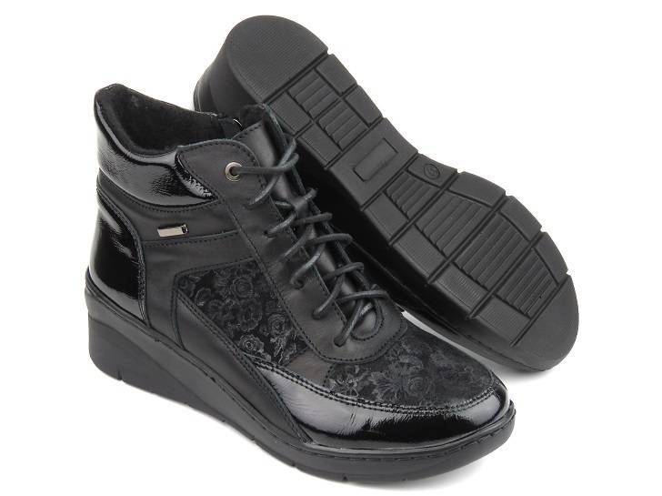 Skórzane botki damskie w sportowym stylu - HELIOS Komfort 568, czarny 4