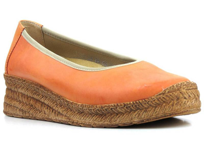Półbuty damskie na a la plecionej podeszwie - AXEL 1906, pomarańczowe