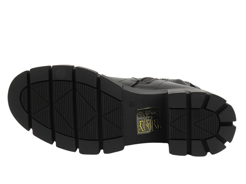 Damskie Botki Na Obcasie - Potocki 24-11308 Czarne Na Zamek