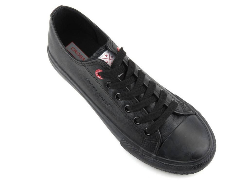Trampki damskie z ekoskóry - Cross Jeans DD2R4029CFW20, czarne