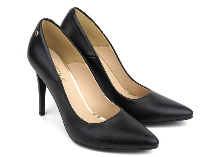 Eleganckie szpilki z noskiem w szpic - Venezia 208 PELLE, czarne