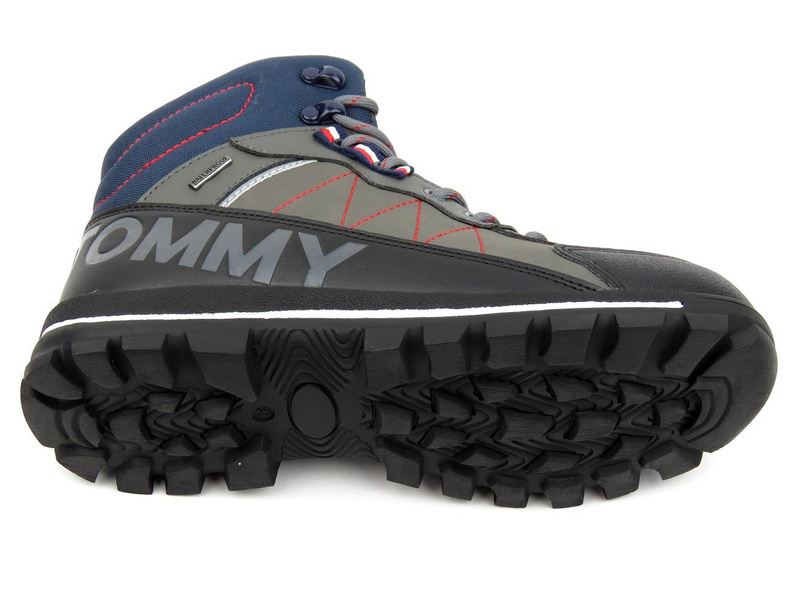 Trekkingi, trapery damskie na grubej podeszwie - TOMMY HILFIGER T3B5-32095-0279X791, czarno-szare
