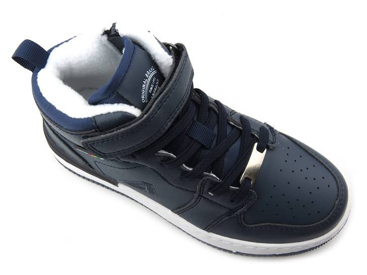 Buty zimowe dziecięce z grubym polarem - AMERICAN CLUB ES104/22, granatowe