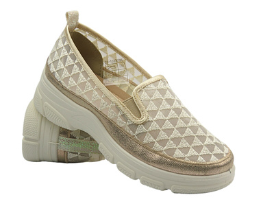 Wsuwane półbuty damskie beżowe Potocki 25-103302