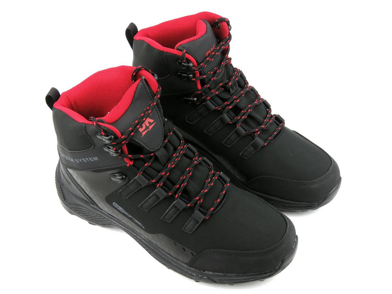 Buty męskie trekkingowe OUTDOOR DK Aqua Soft Shell 8123, czarno-czerwone