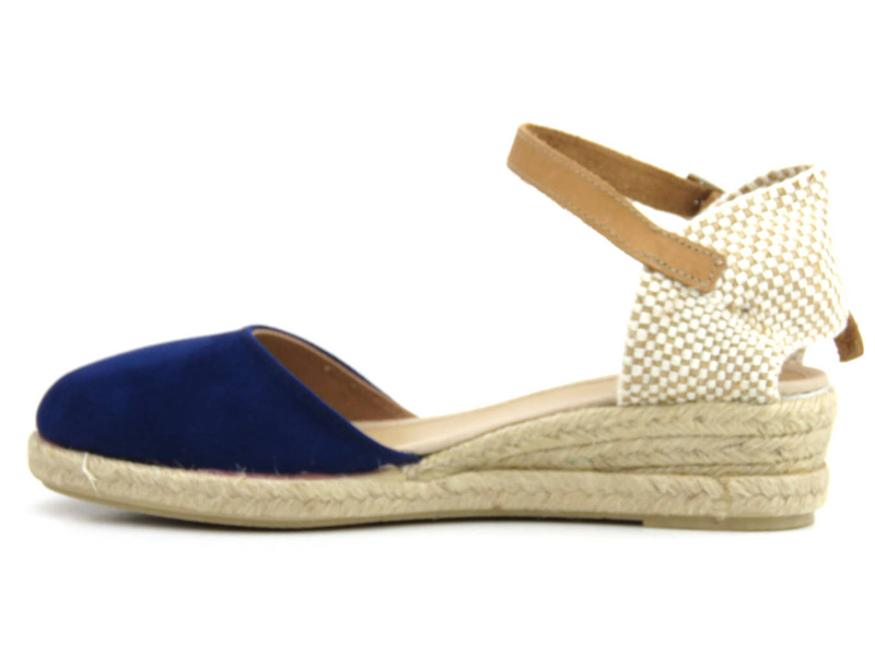 Sandały, espadryle damskie na koturnie - VENEZIA 230803, granatowe