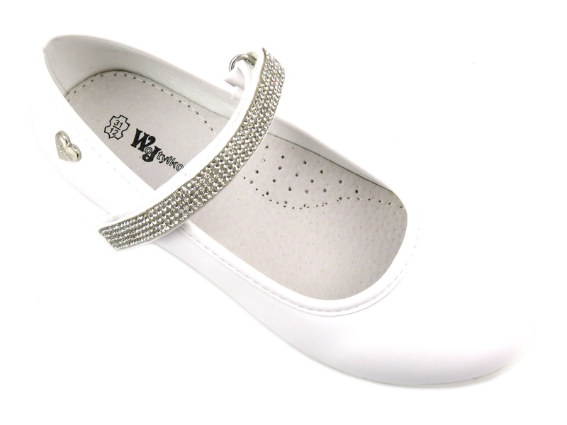 Eleganckie balerinki, czółenka komunijne - Wojtyłko 23714, białe 