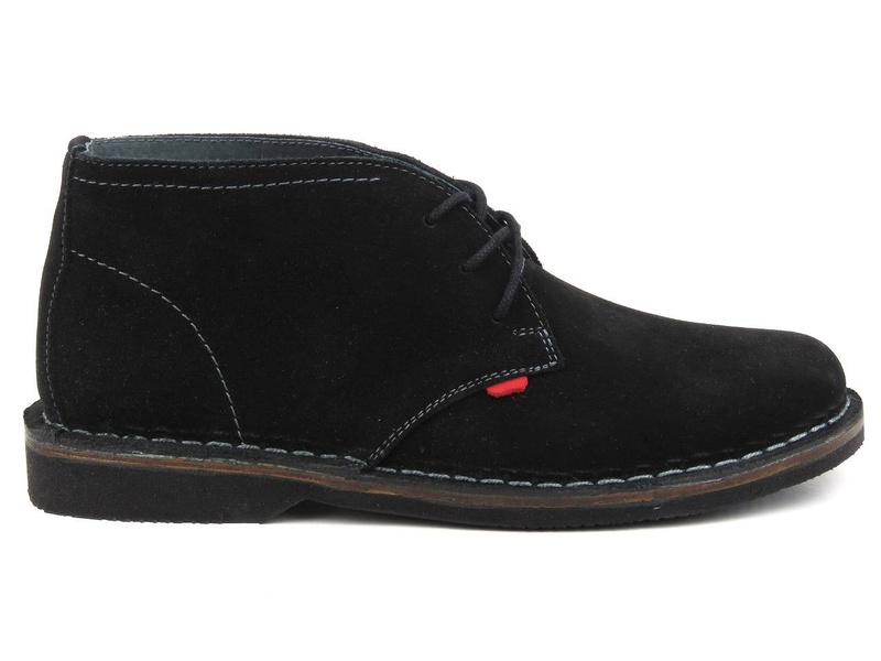 Skórzane, nieocieplane trzewiki męskie na cały rok - Helios Komfort 885, czarne