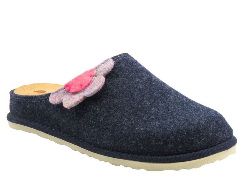 Kapcie damskie filcowe skóra naturalna Inblu CS-43 Granatowe