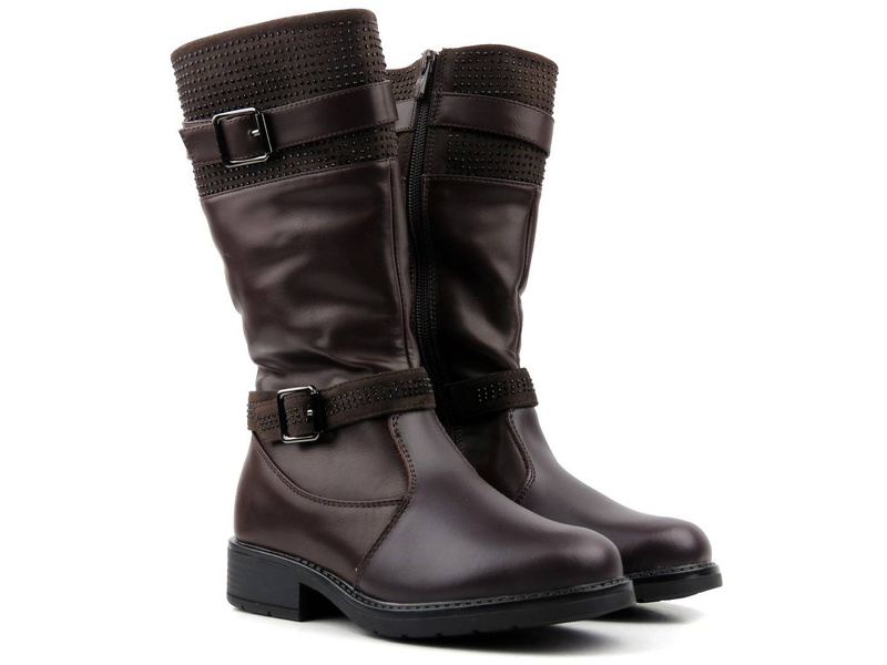 Kozaki dziecięce ocieplone grubą wełną - WEESTEP R516538325, brązowe