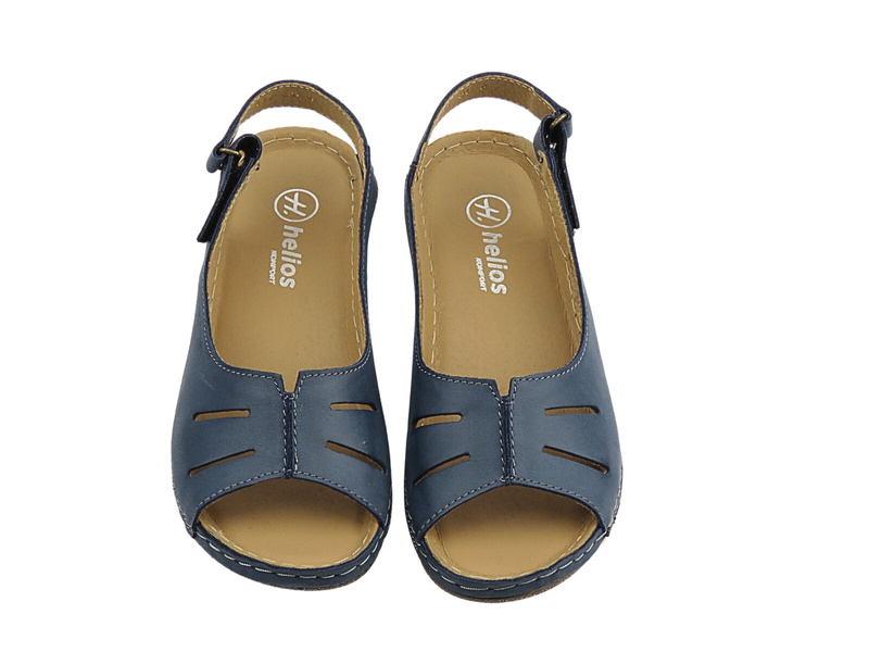 Skórzane sandały damskie granatowe HELIOS Komfort 117