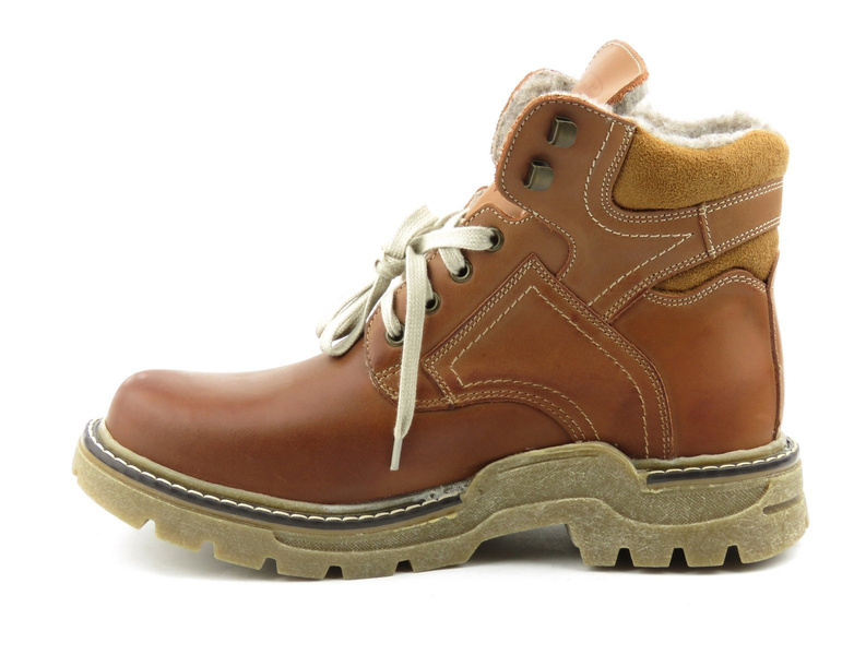 Ciepłe trapery damskie na grubej podeszwie - HELIOS Komfort 616, brązowe