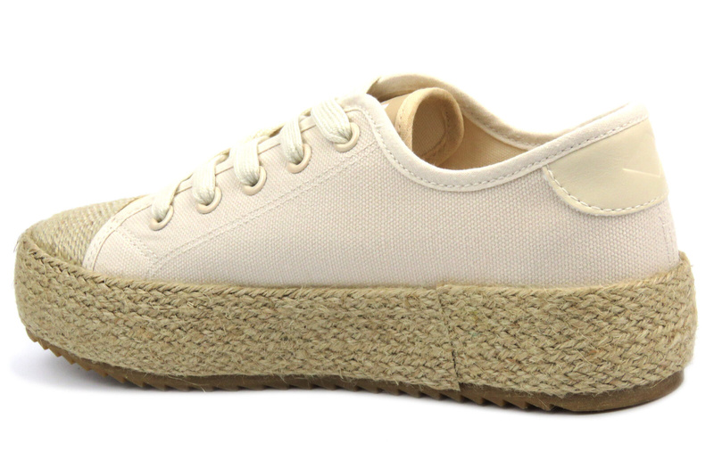 Trampki damskie z plecioną podeszwą - Lee Cooper LCW-24-31-2191L, beżowe