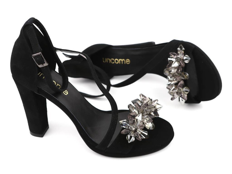 Sandały damskie na słupku - Uncome 36301, czarne