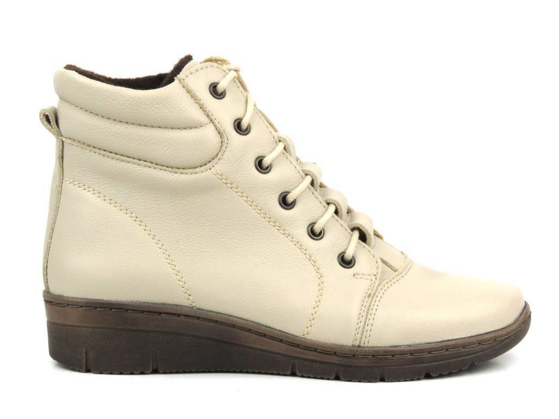 Ocieplane botki damskie - HELIOS Komfort 562, ecru 2