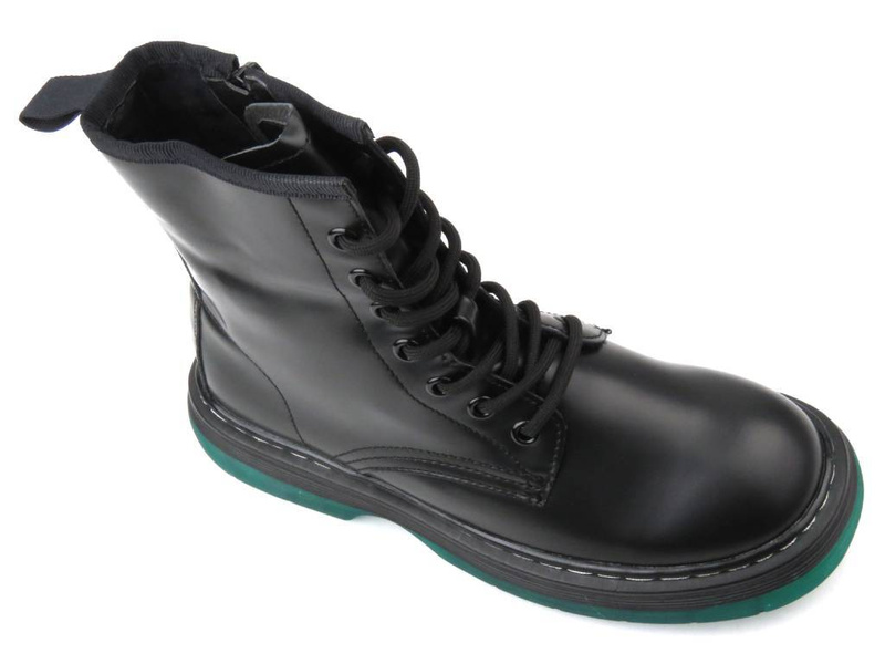 Ocieplane trapery, botki damskie - EVENTO 22BT35-5079, czarno-zielone