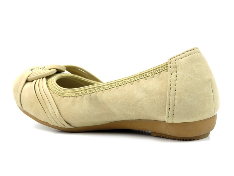 Baleriny dziecięce ze skórzaną wkładką - FLAMI 534A, khaki