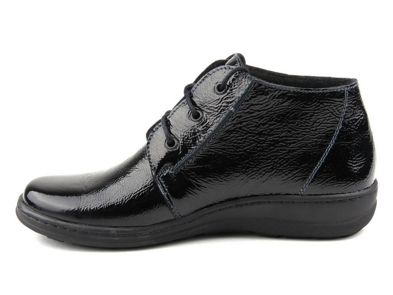 Lakierowane botki damskie HELIOS Komfort 618, czarne 2