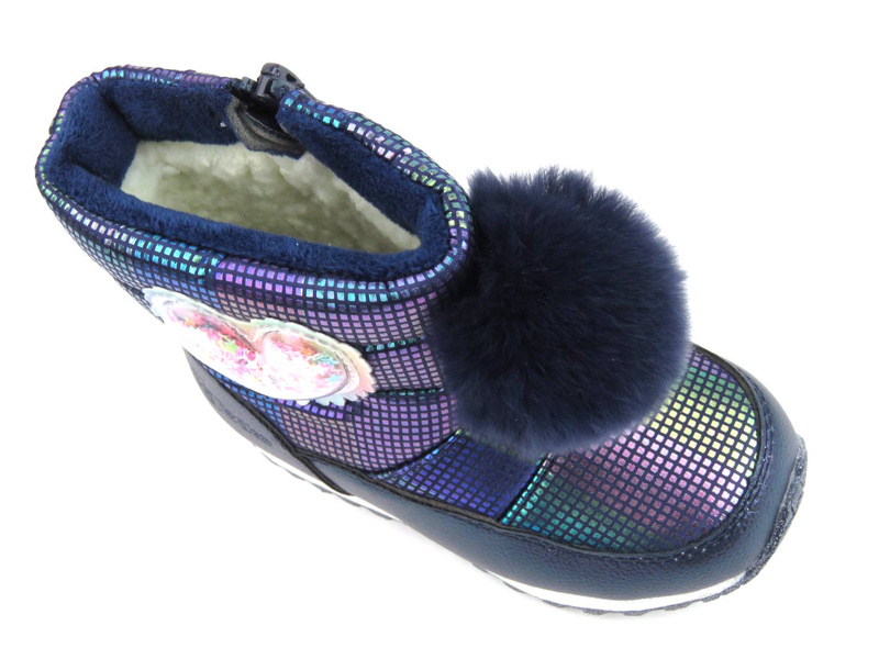 Śniegowce dziecięce z pomponem - WOJTYŁKO 23032, granatowe