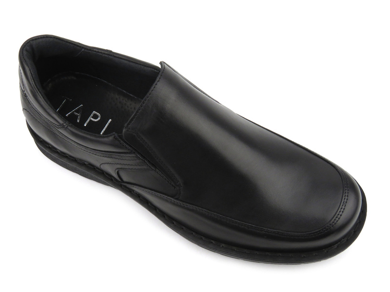 Wygodne, skórzane półbuty męskie wsuwane - Tapi 7271, czarne
