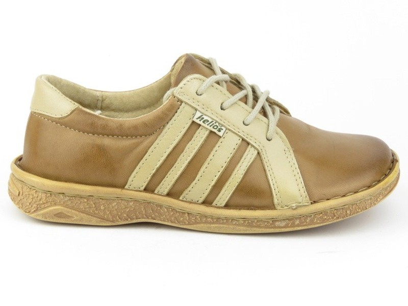 Skórzane półbuty dziecięce sportowe dla chłopca Helios 435, beżowe