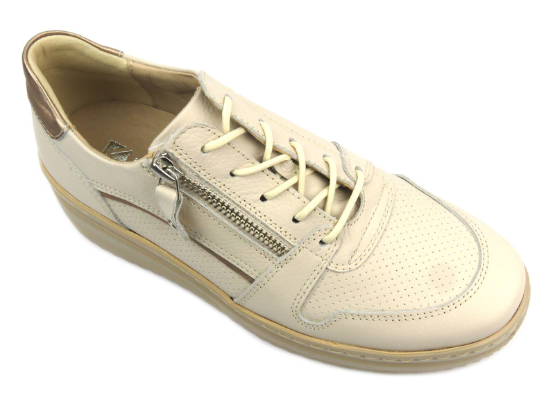 Skórzane sneakersy damskie - KAMPA N1007, beżowe