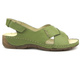 Skórzane sandały damskie ze skrzyżowanymi paskami - Helios Komfort 229-1, zielone